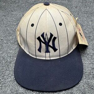 New York Yankees Drew Pearson Snapback Mens OSFM White Blue Pinstripe Vintage
